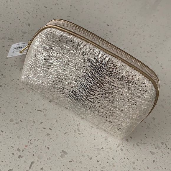 NWT LOFT Snake Print Metallic Gold Cosmetic Case - Picture 8 of 8